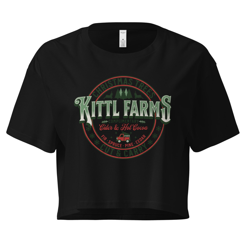 Christmas Tree Farm - Vintage Holiday Badge Women's Crop Top