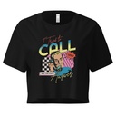 Classic Retro Illustrative Portrait Men Calling Women's Crop Top