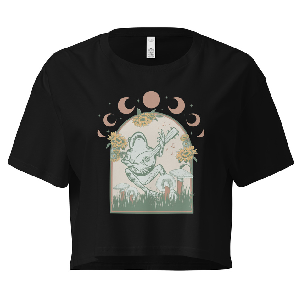 Cottagecore Frog Botanical Women's Crop Top