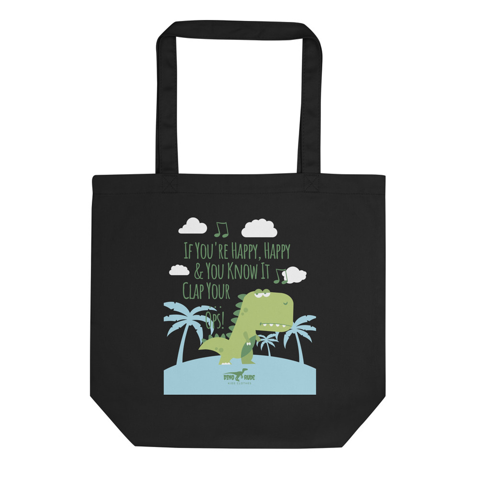 Dino Clap - Comic Cartoon Eco Tote Bag