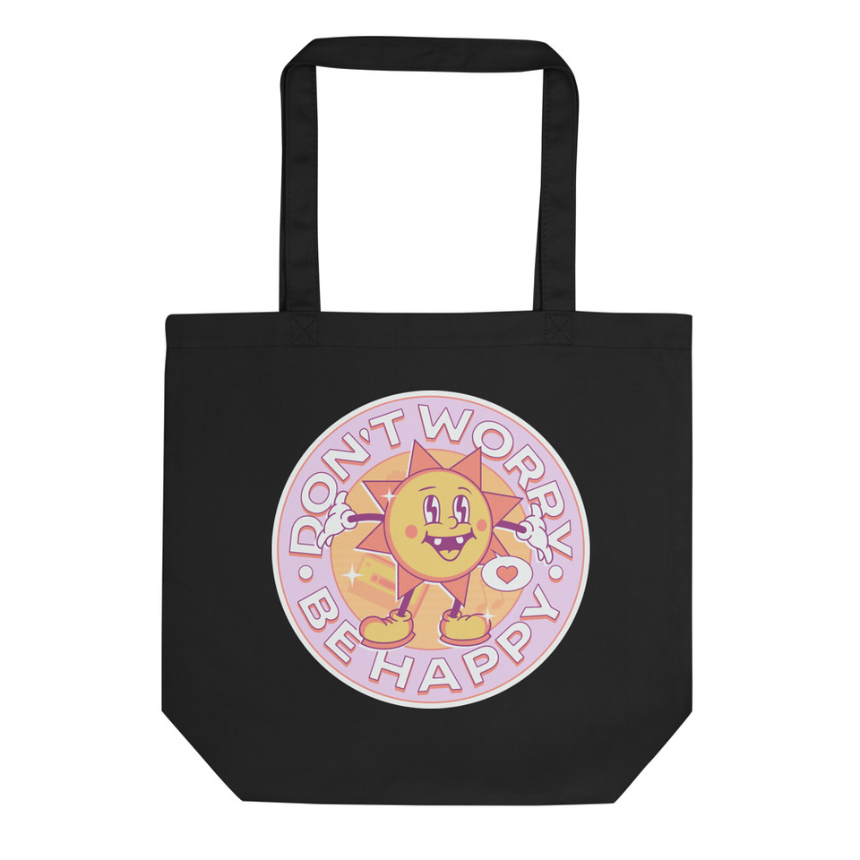 Don't Worry Be Happy - Retro Badge Eco Tote Bag