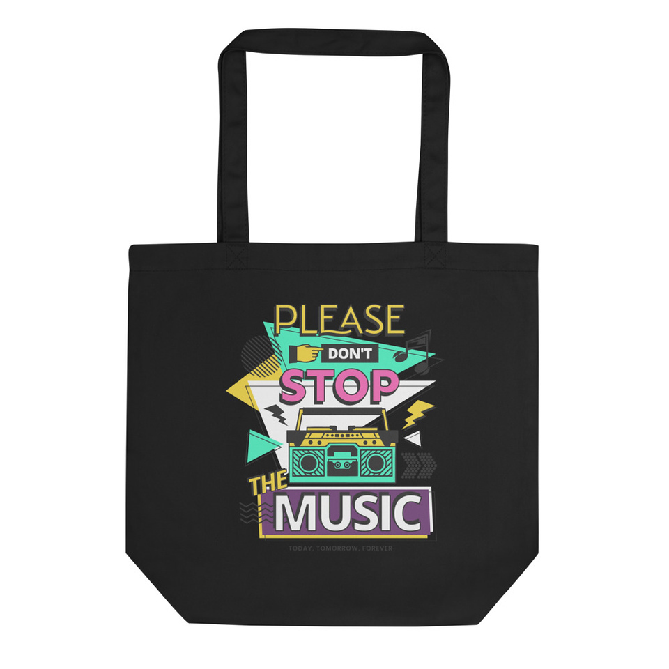 Don't Stop the Music - Colorful Retro Eco Tote Bag