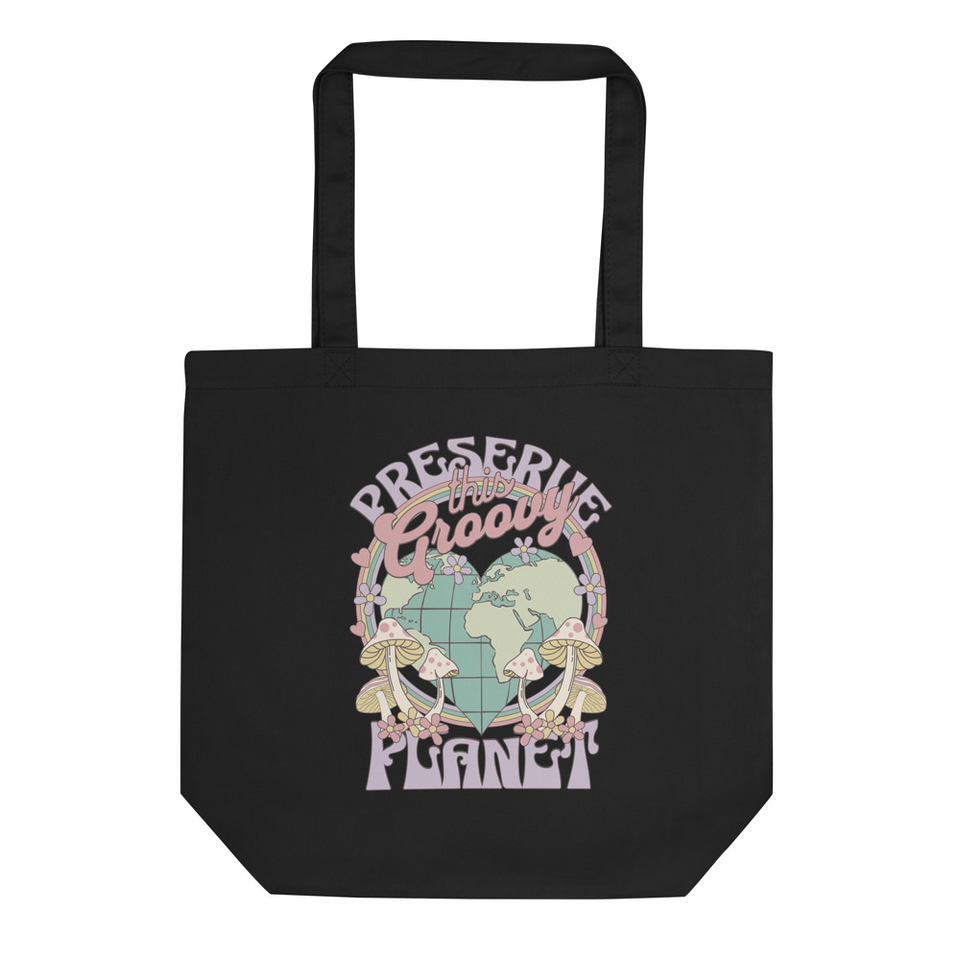 Earth Groovy Planet Eco Tote Bag