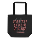 Faith Over Fear Skull Typography Eco Tote Bag