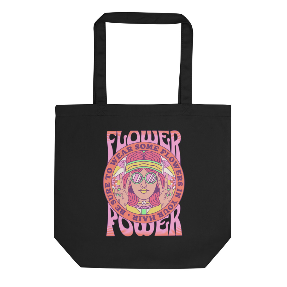 Flower Power - Hippie Girl Eco Tote Bag