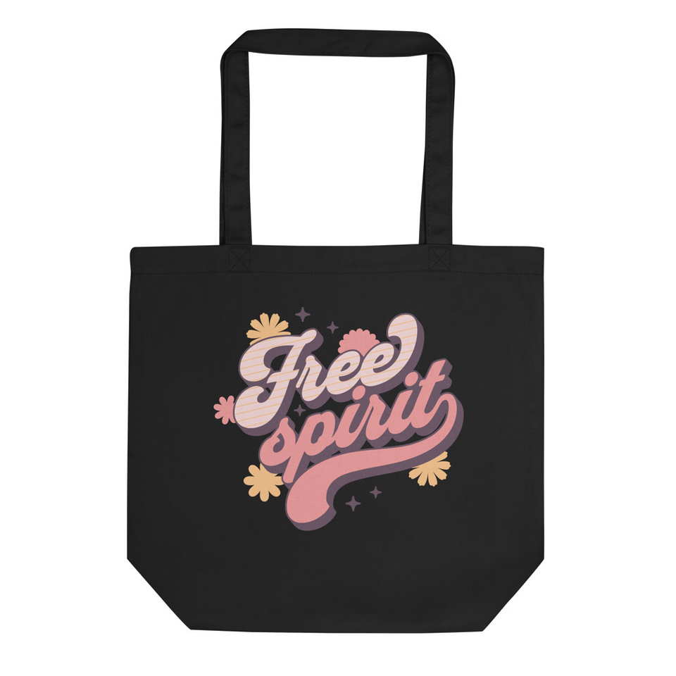 Free Spirit - Colorful Retro Flower Eco Tote Bag