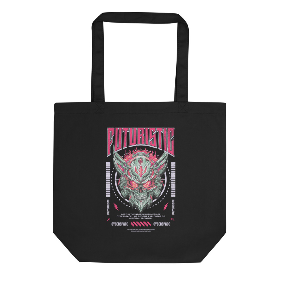 Futuristic Mecha Head Streetwear Eco Tote Bag