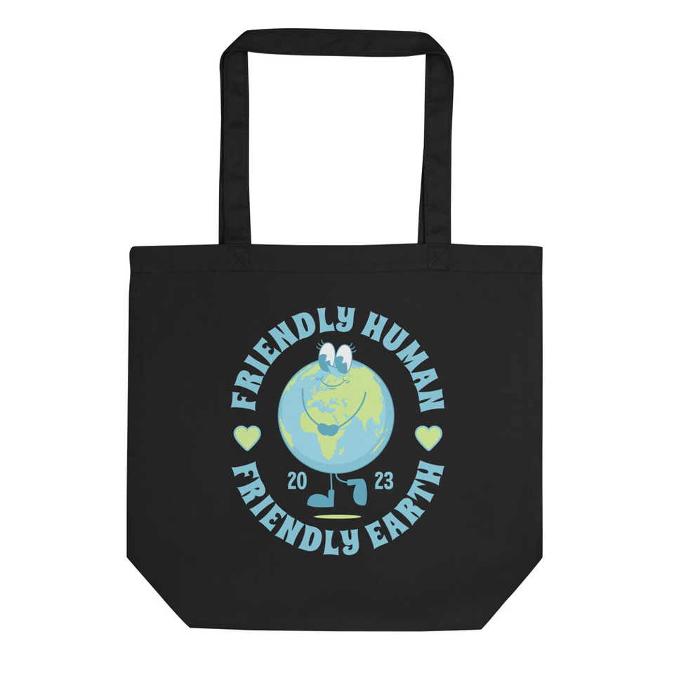 Friendly Human Friendly Earth - Environmental Mascot Eco Tote Bag