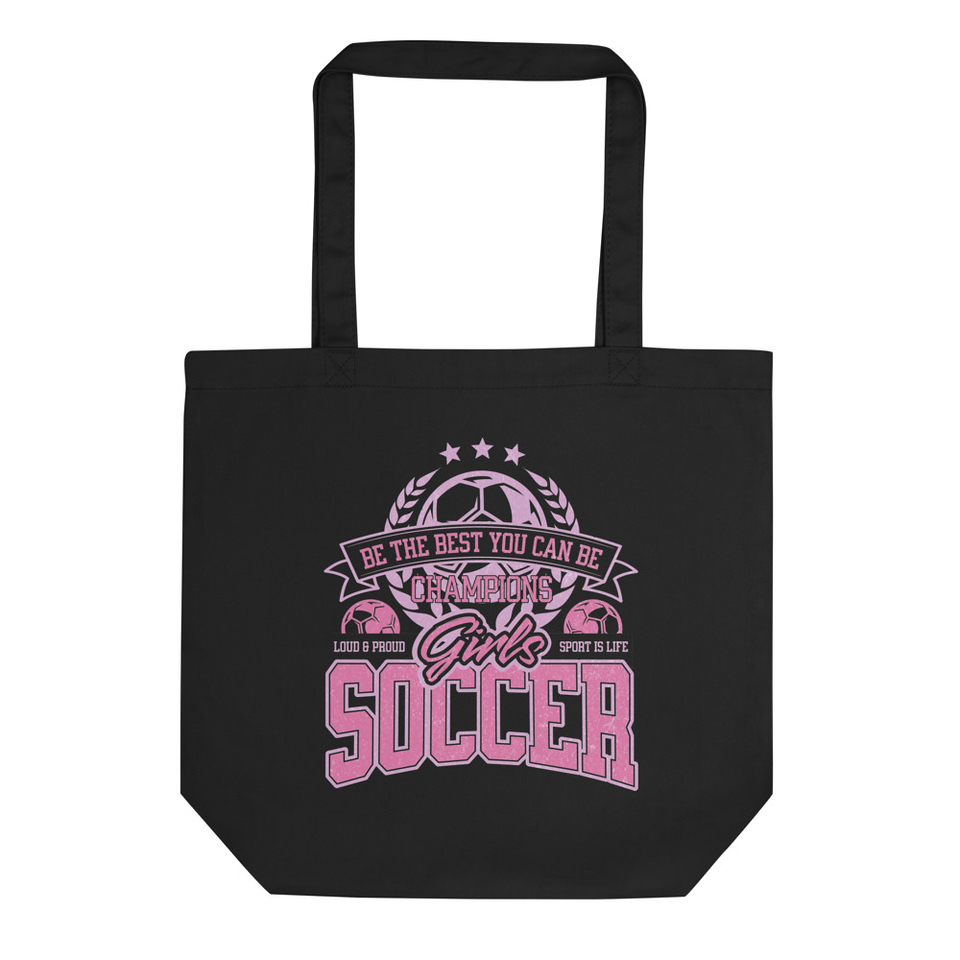 Girls Soccer Badge - Athletic Sports Eco Tote Bag