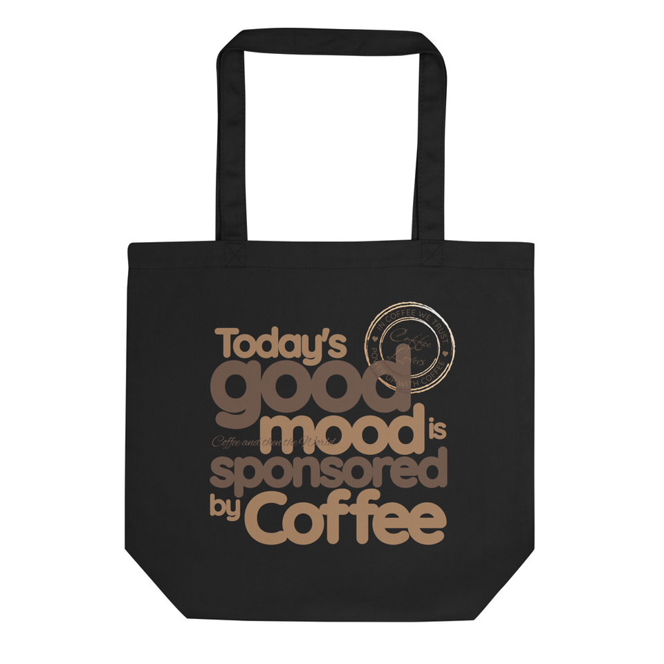 Good Mood With Coffee - Minimalist Typography Eco Tote Bag