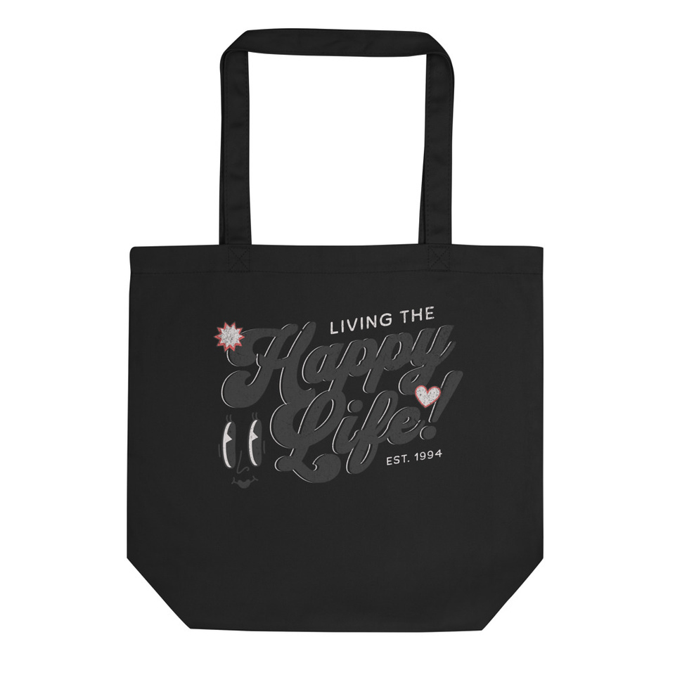 Happy Life! - Typographic Cartoon Streetwear Eco Tote Bag