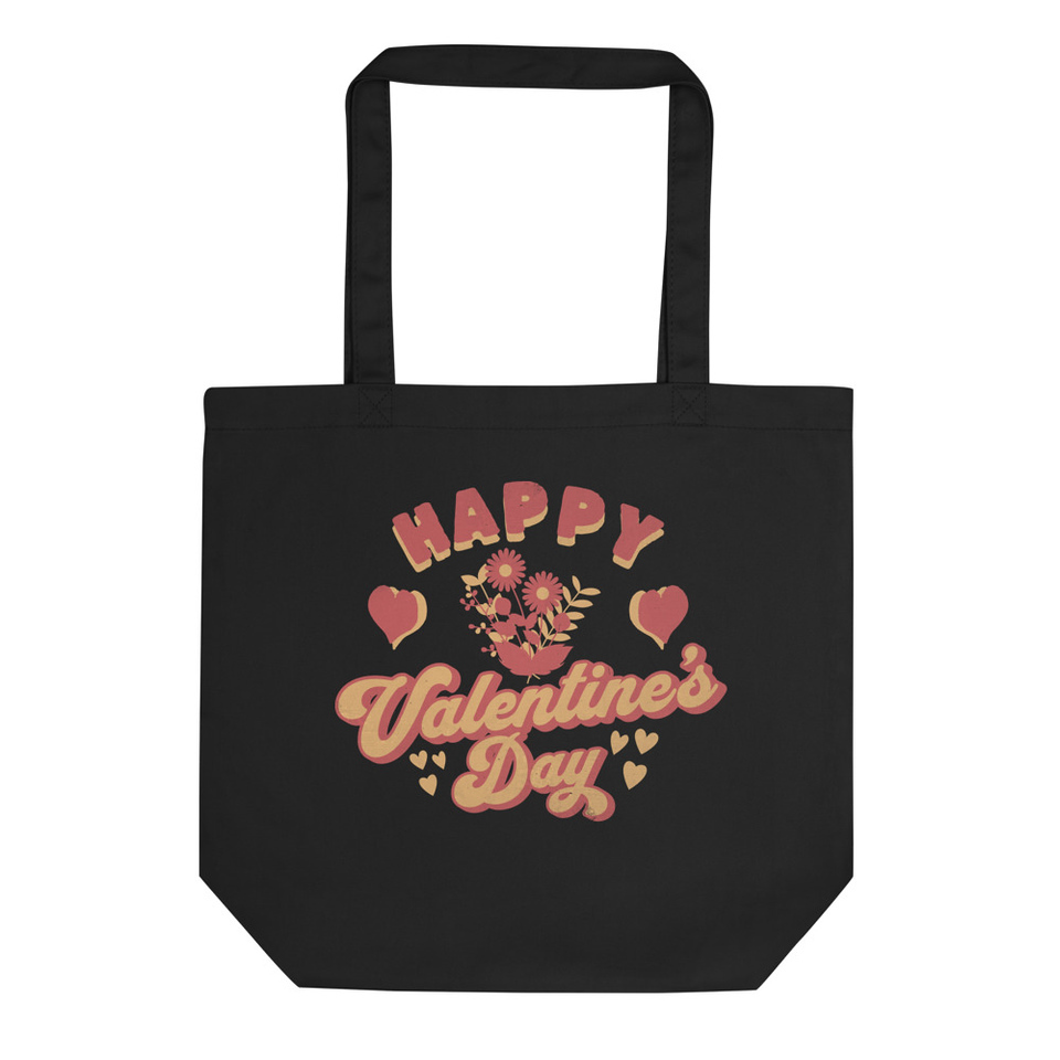 Happy Valentine's Day - Retro Flowers Eco Tote Bag