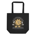 Happiness Shining - Typographic Cartoon Streetwear Eco Tote Bag