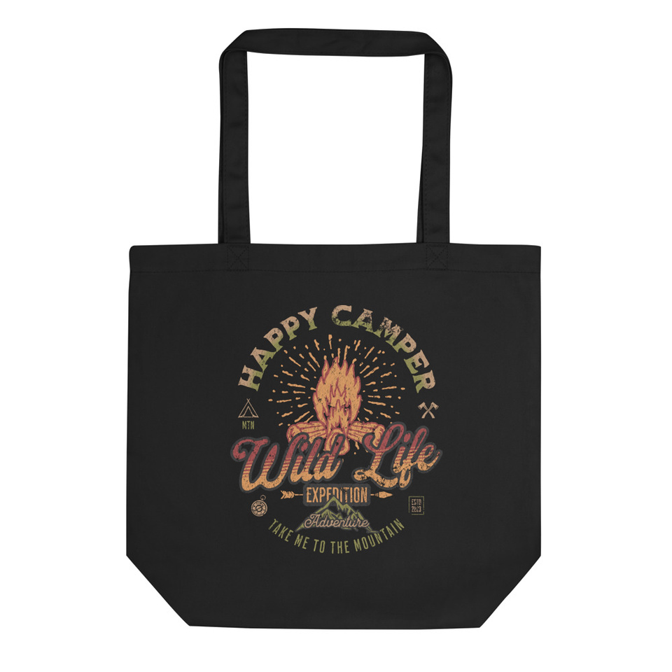 Happy Camper Wild Life Expedition Adventure Eco Tote Bag