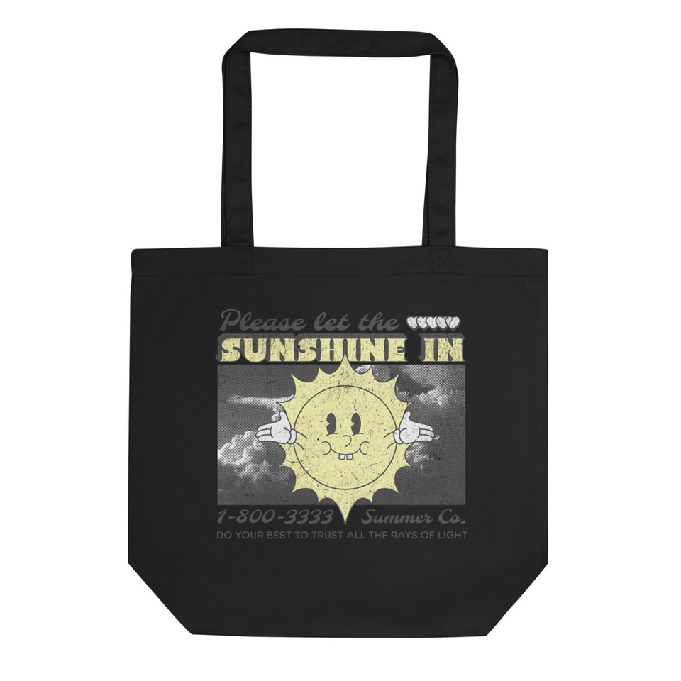 Let The Sunshine In - Typographic Cartoon Streetwear Eco Tote Bag