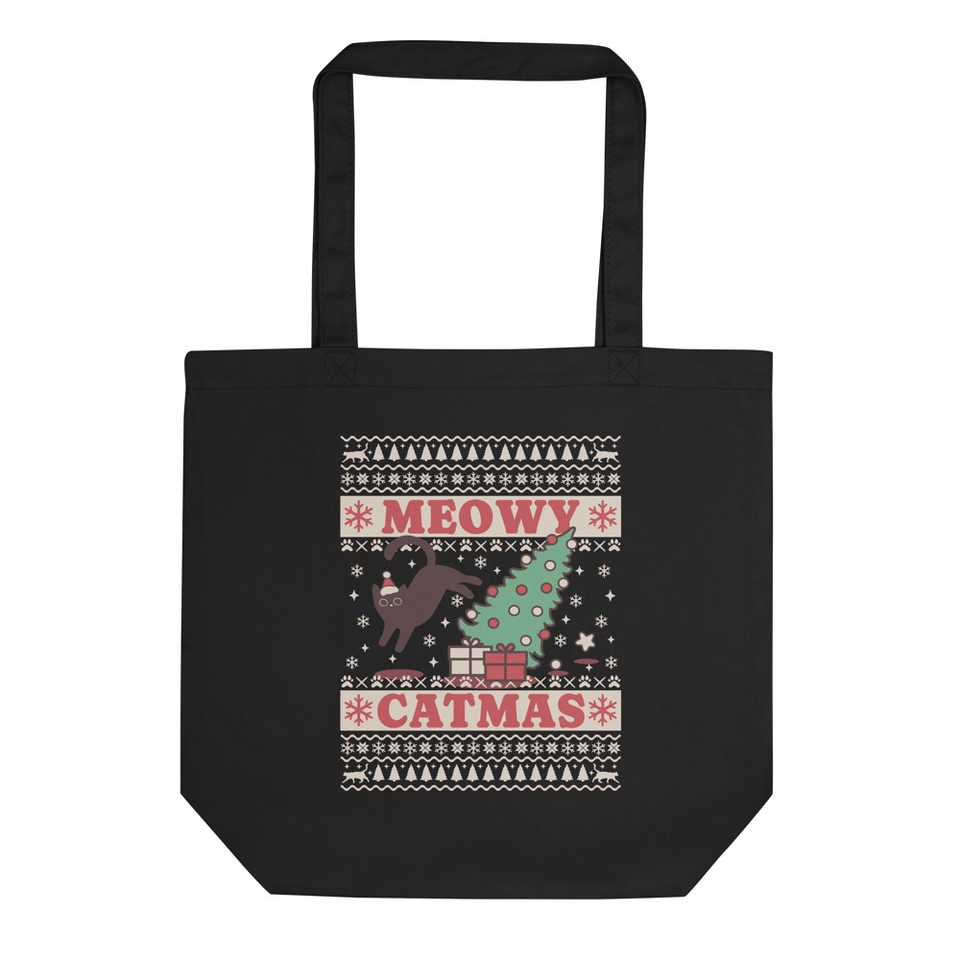 Meowy Catmas - Ugly Christmas Sweater Eco Tote Bag