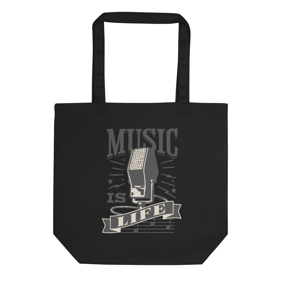 Music is Life - Retro Microphone Eco Tote Bag