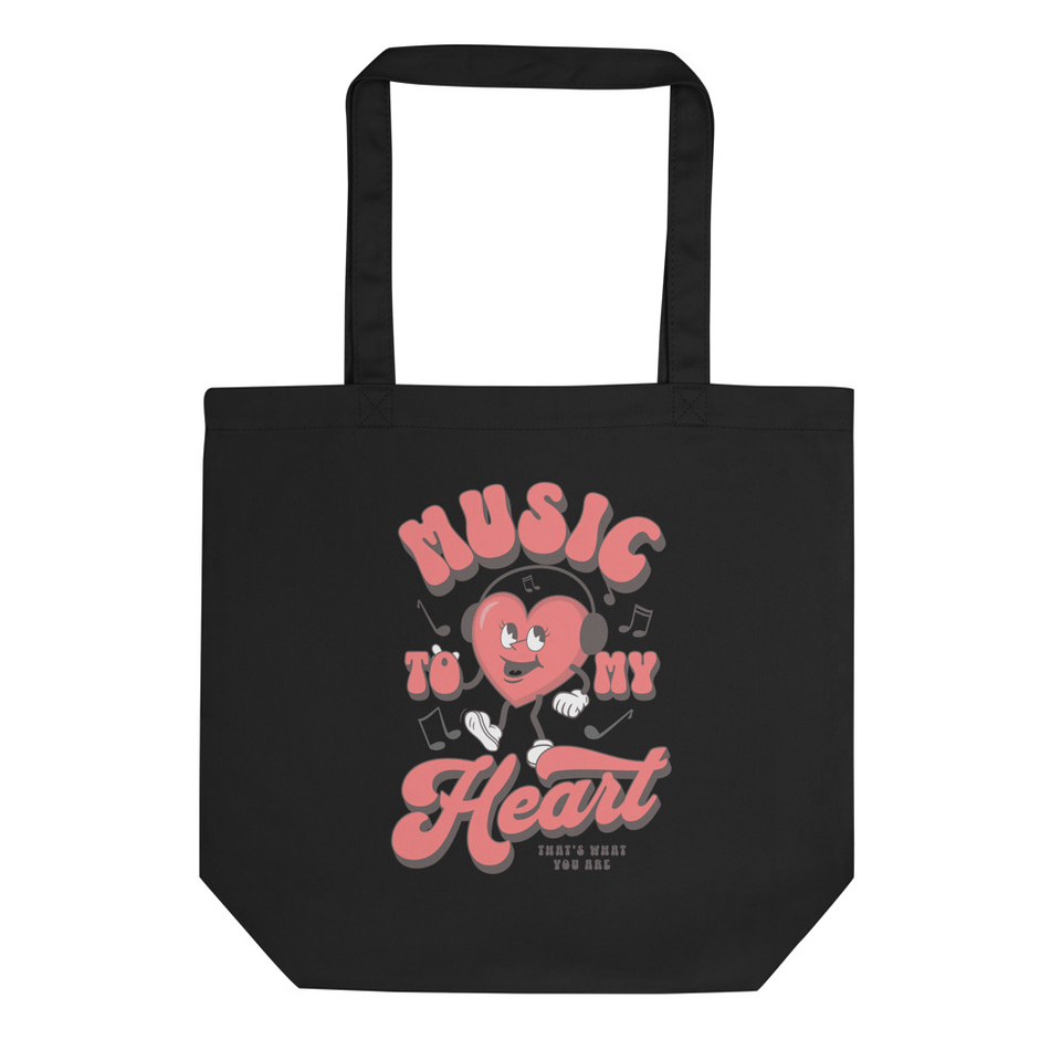 Music to My Heart - Cute Valentines Mascot Eco Tote Bag