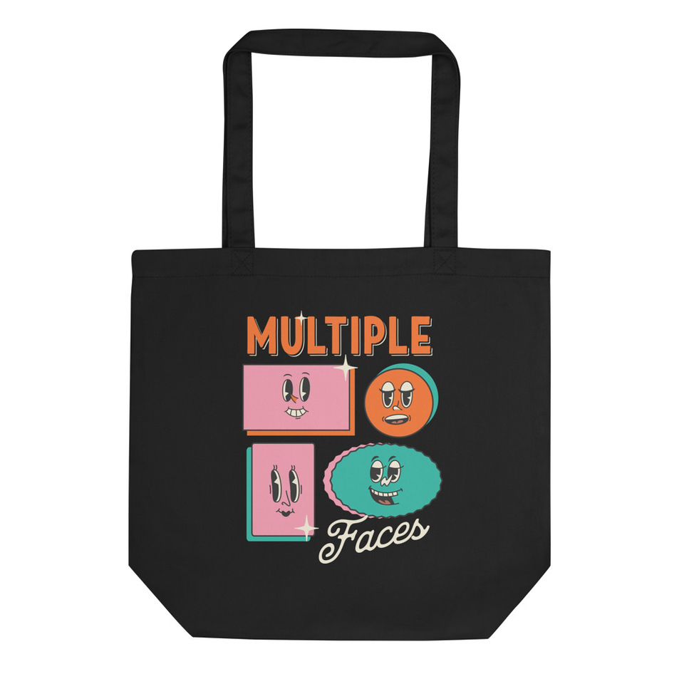 Multiple faces Groovy cartoon Eco Tote Bag