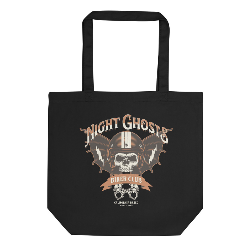 Night Ghosts - Biker Skull Eco Tote Bag