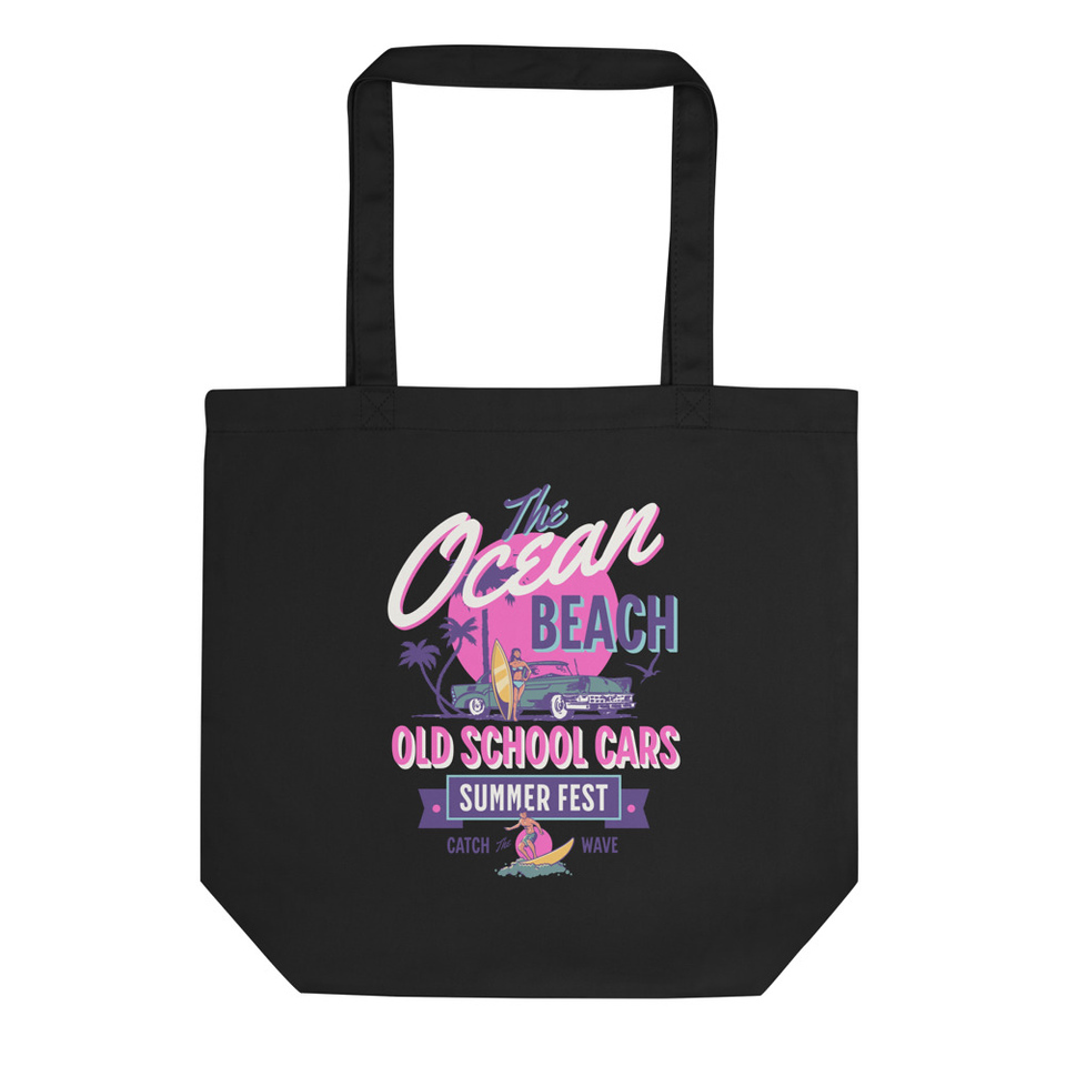 Ocean Beach - Old School Cars Eco Tote Bag