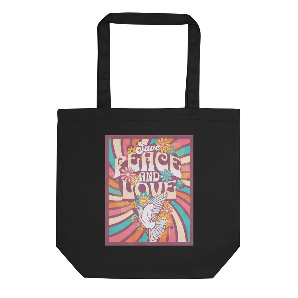 Peace and Love - Hippie Eco Tote Bag