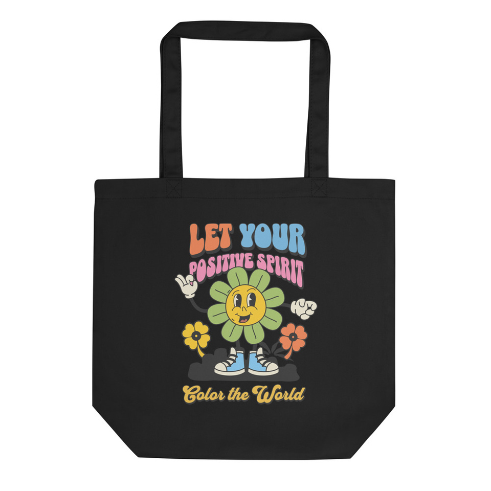 Positive Spirit Flower Retro Mascot Eco Tote Bag