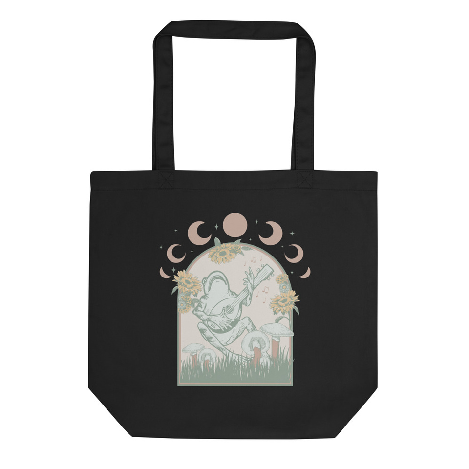 Cottagecore Frog Botanical Eco Tote Bag
