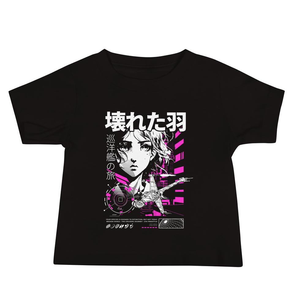 Anime Broken Wings - Neon Japanese Style Baby Staple Tee