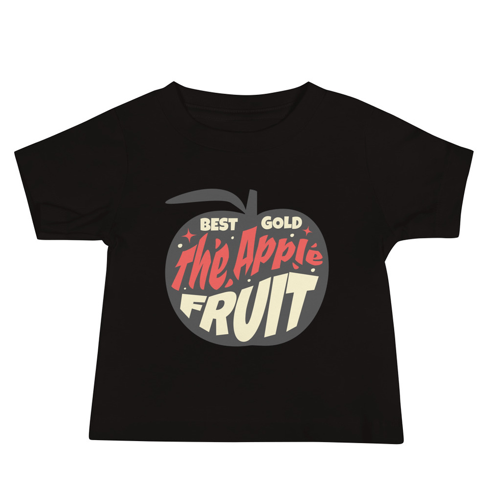 Apple Fruit - Typographic Lettering Baby Staple Tee