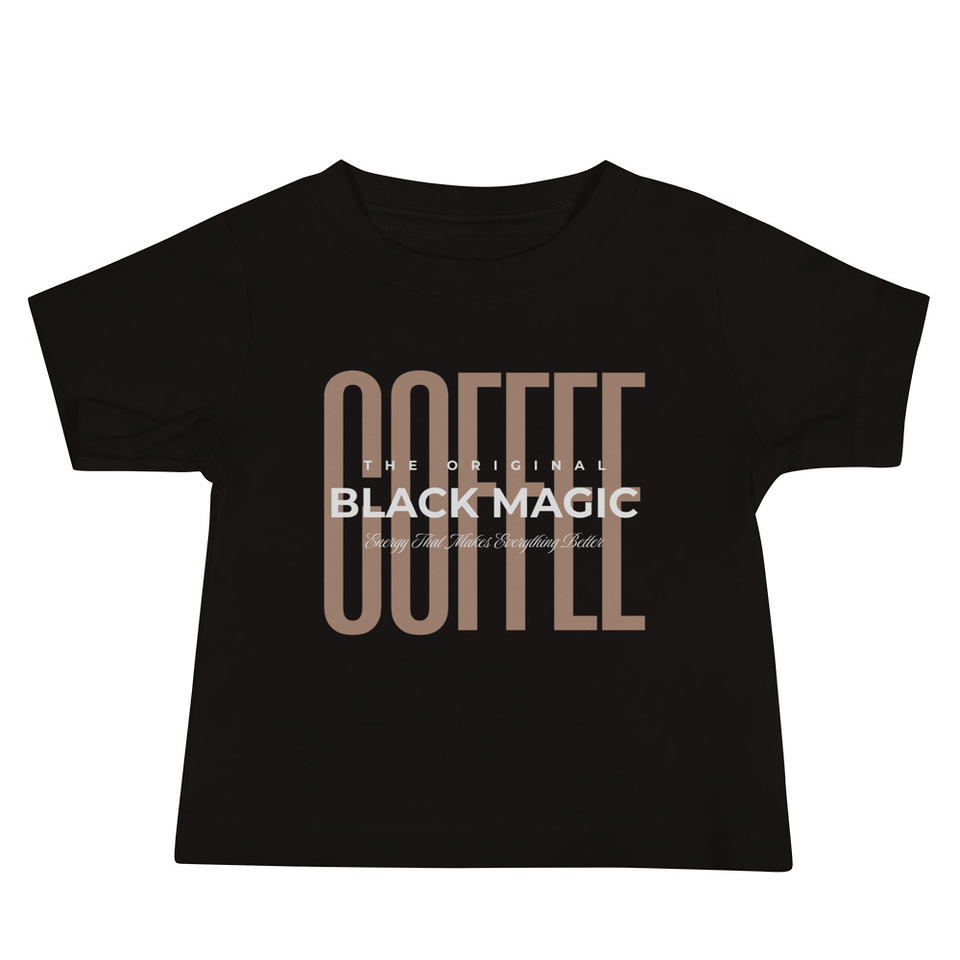Black Magic - Minimal Modern Coffee Quote Baby Staple Tee