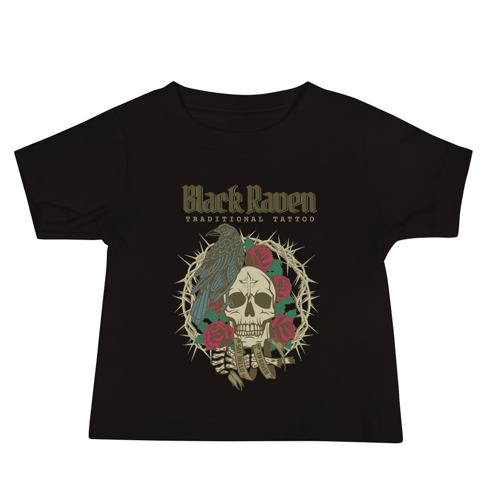 Black Raven Tattoo - Skull & Thorns Baby Staple Tee