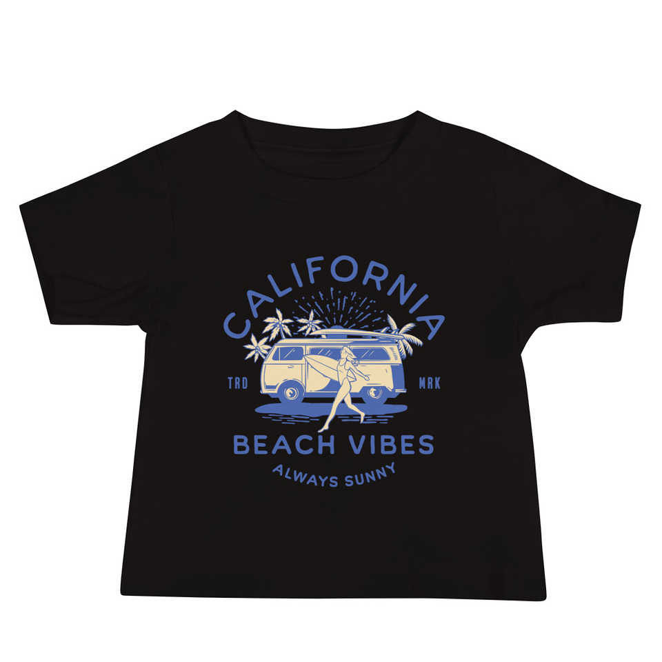 California Beach Vibes - Retro Camper Van Baby Staple Tee