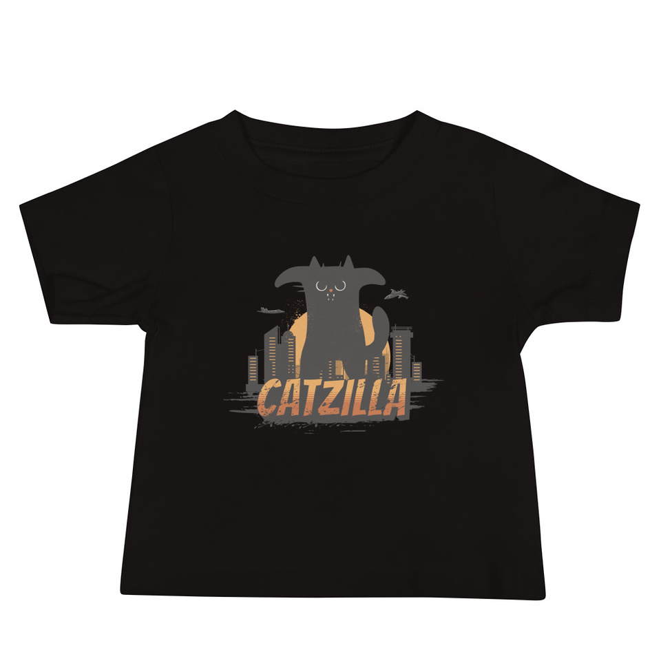 Catzilla - Funny Comic Animal Baby Staple Tee