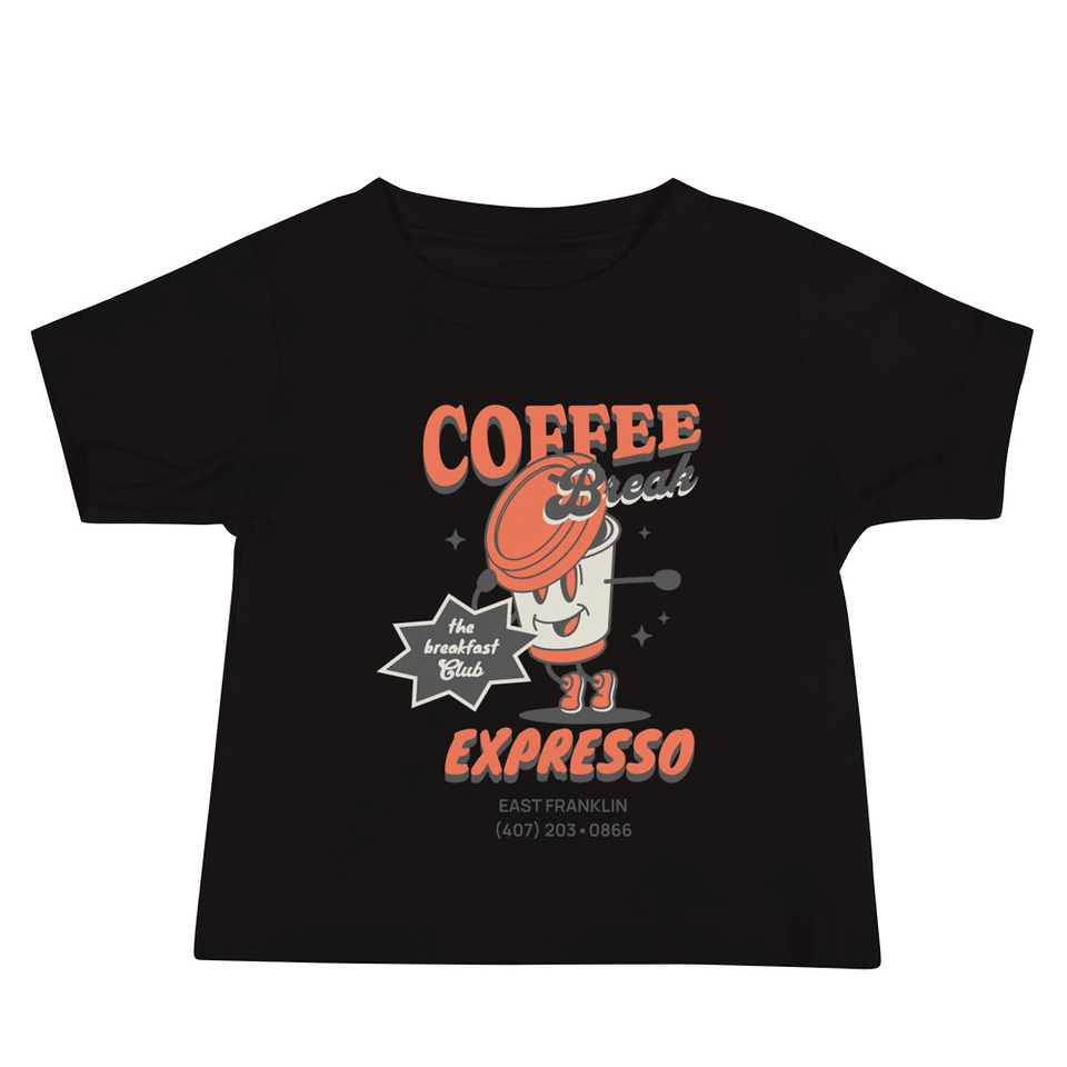 Coffee Break Cartoon Retro 90s  Baby Staple Tee