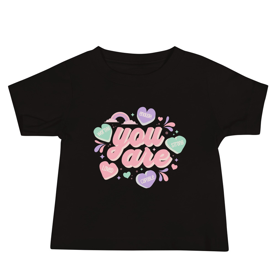 Colorful Self Love Affirmation - Heart Baby Staple Tee