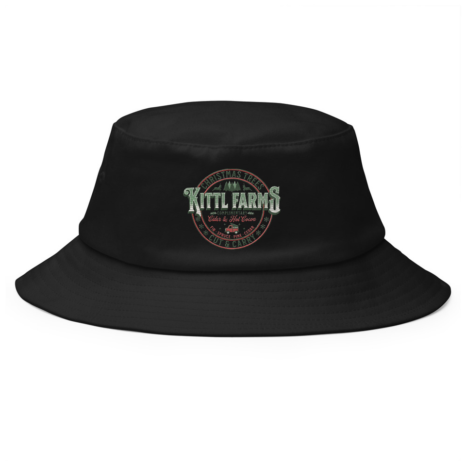 Christmas Tree Farm - Vintage Holiday Badge Bucket Hat