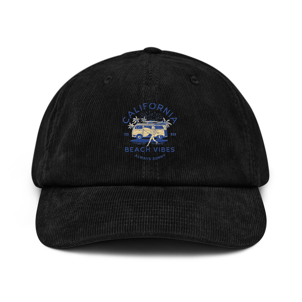 California Beach Vibes - Retro Camper Van Corduroy Hat