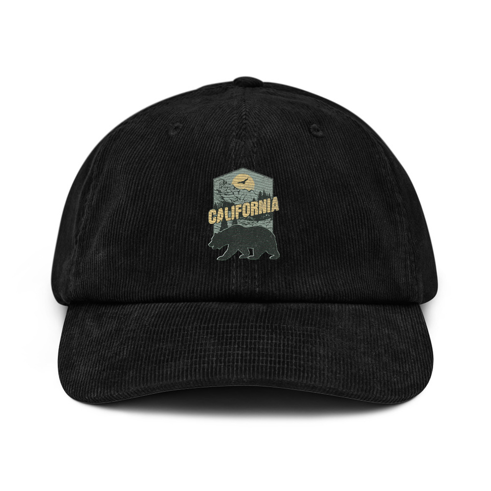 California Bear - Outdoors Wilderness Camping Hiking Corduroy Hat