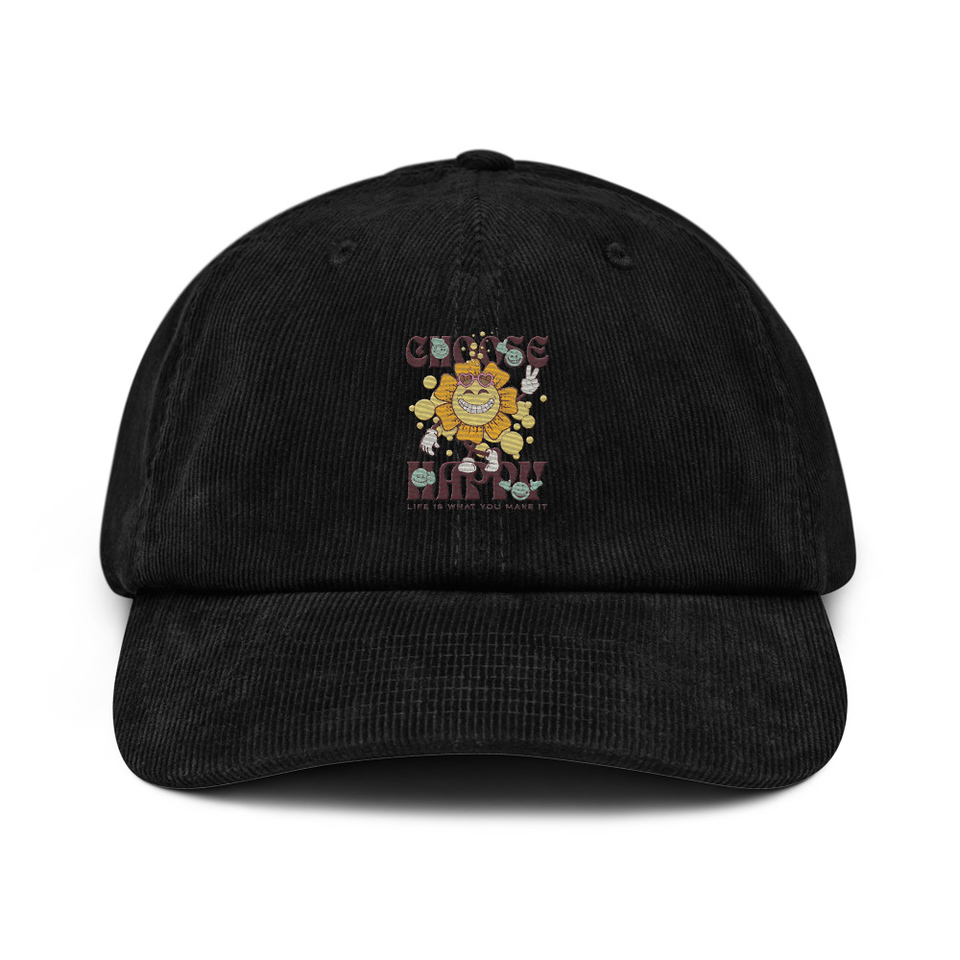 Choose Happy Corduroy Hat
