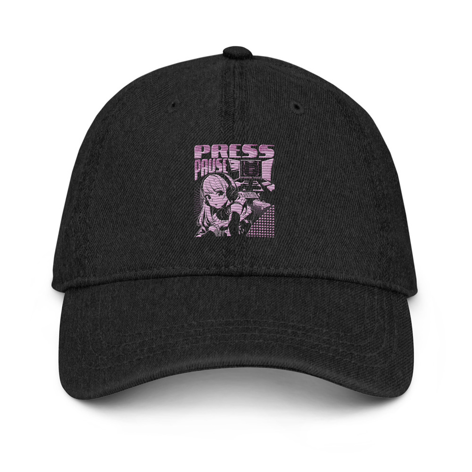 'Press Pause' Anime Gaming Denim Hat
