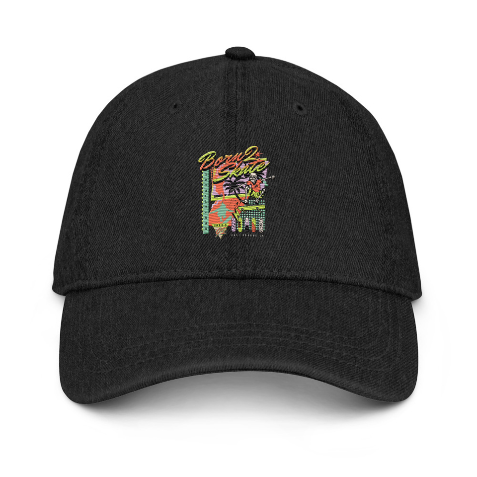 Born 2 Skate - Retro Skeleton Denim Hat