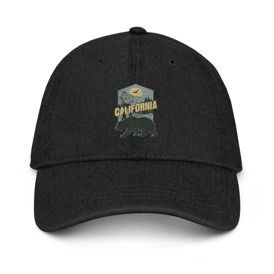 California Bear - Outdoors Wilderness Camping Hiking Denim Hat