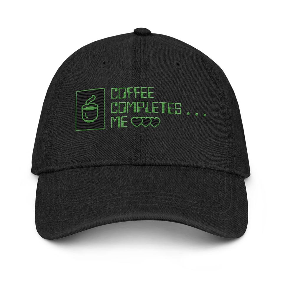 Coffee Completes Me - Neon Heart Denim Hat