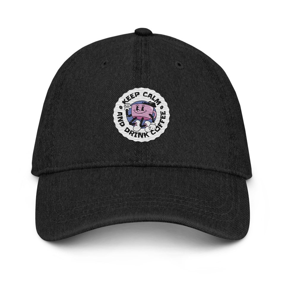 Colorful Fun Retro Style Coffee Quote Denim Hat