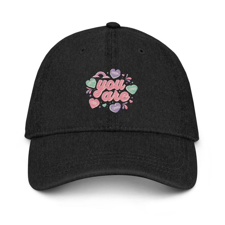 Colorful Self Love Affirmation - Heart Denim Hat