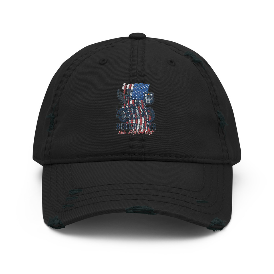 American Biker for Life Distressed Dad Hat