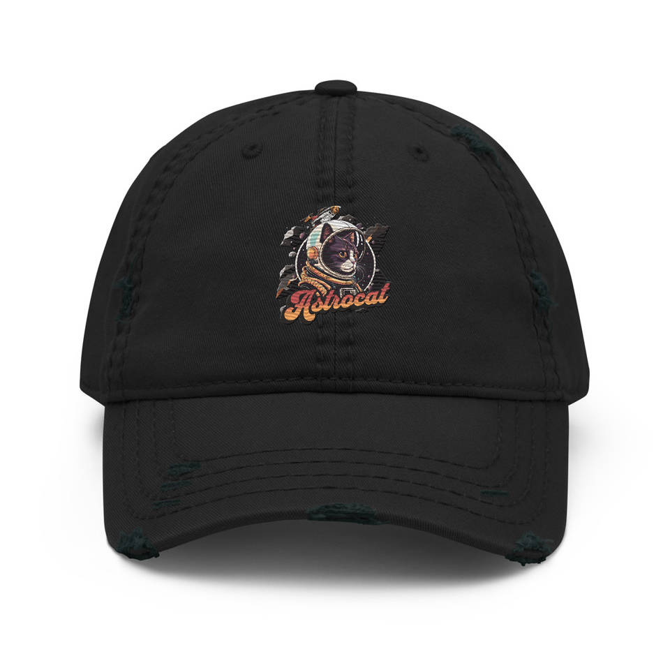 Astrocat - Retro graphic Distressed Dad Hat