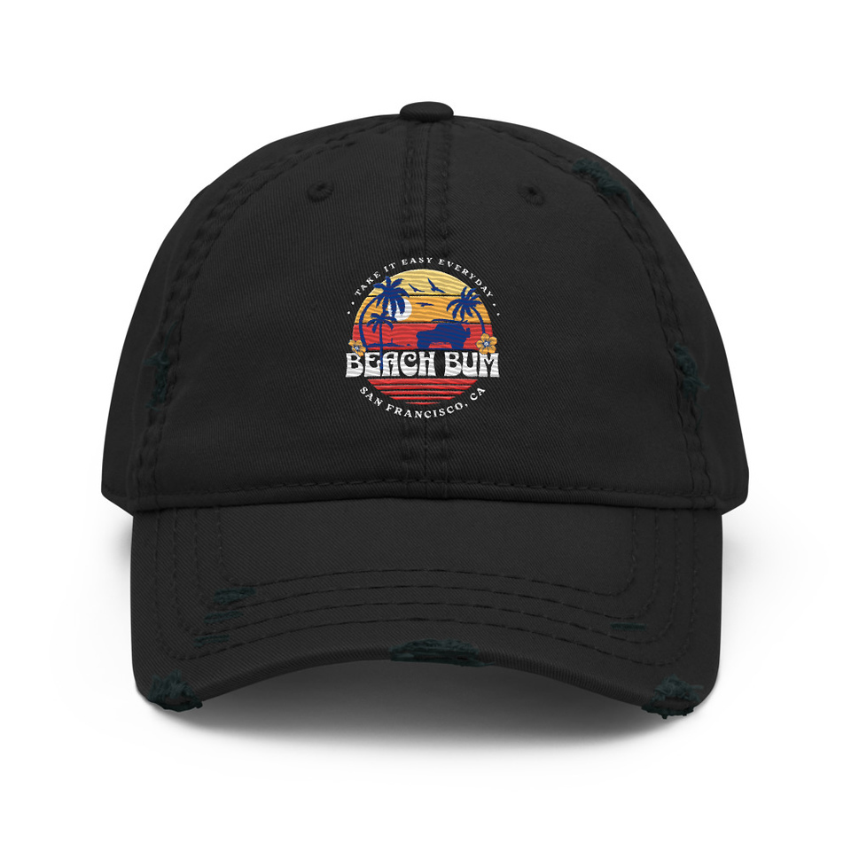 Beach Bum - Sunset Surfing Distressed Dad Hat