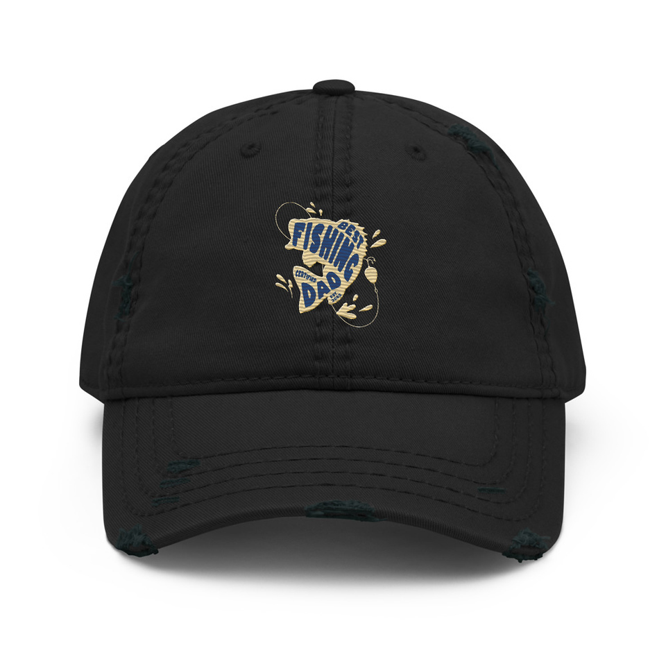 Best Fishing Dad - Typography Distressed Dad Hat